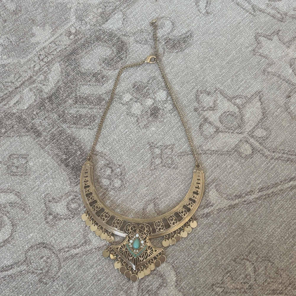 Gold and Turquoise Statement Necklace